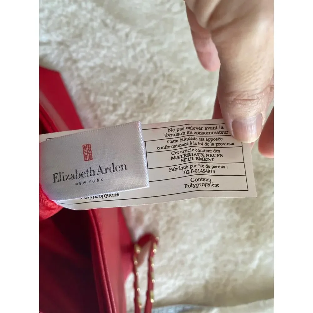 Elizabeth Arden Makeup Bag/ Carrying Case Red Gold Studs‎ Wristlet Bag
